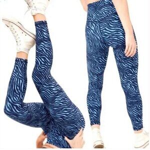 AERIE Offline Real Me 7/8 HR Zebra Print Leggings Long Blue XS NEW